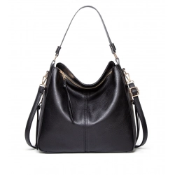 Generic Women's PU Leather Zipper Handbag (Black)
