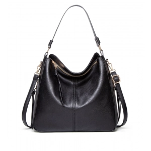 Generic Women's PU Leather Zipper Handbag (Black)