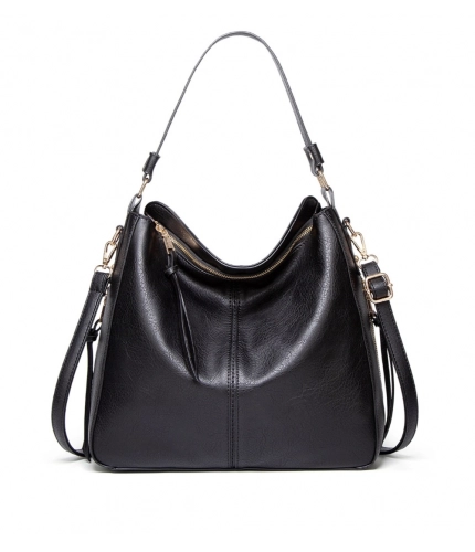 Generic Women's PU Leather Zipper Handbag (Black)