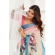 Generic Women's Linen Cotton Printed Ready To Wear Saree With Unstitched Blouse 5.5 Mtr (Cream)