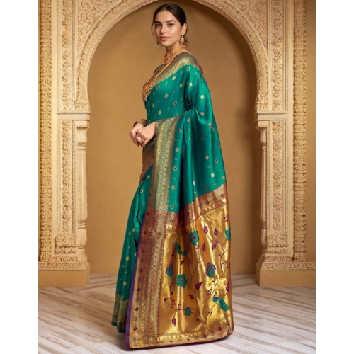 Women's Silk Blend Zari Weaving Saree With Unstitched Blouse 5.5Mtr (Teal) Women's Silk Blend Zari Weaving Saree With Unstitched Blouse 5.5Mtr (Teal)