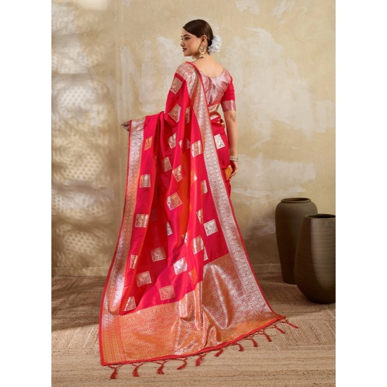 Generic Women's Silk Blend Printed Saree With Unstitched Blouse 5.5Mtr (Red) Generic Women's Silk Blend Printed Saree With Unstitched Blouse 5.5Mtr (Red)