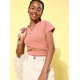 Generic Women's Polyester Lycra Solid Short Sleeve Top (Pink) Generic Women's Polyester Lycra Solid Short Sleeve Top (Pink)