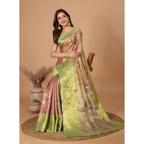 Generic Women's Jacquard Saree With Unstitched Blouse 5.5Mtr (Multicolor)