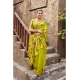 Generic Women's Silk Blend Woven Saree With Unstitched Blouse 5.5 Mtr (Lime)
