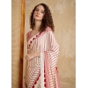 Generic Women's Satin Crepe Printed Saree With Unstitched Blouse 5.5Mtr (Off White)