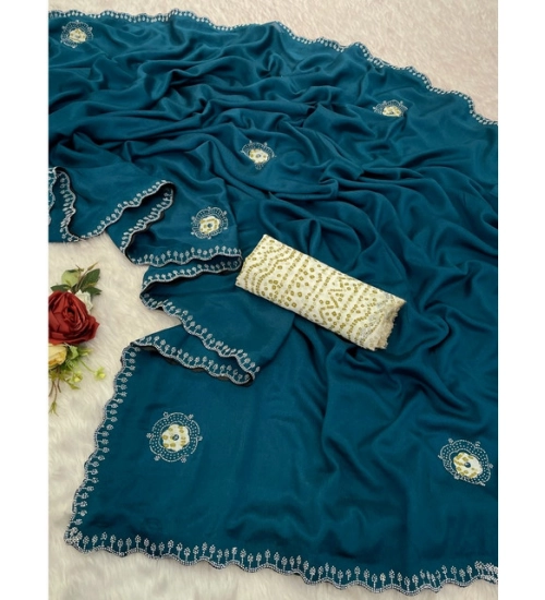 Generic Women's Chiffon Butti Dotted Saree With Unstitched Blouse 5.5Mtr (Blue) Generic Women's Chiffon Butti Dotted Saree With Unstitched Blouse 5.5Mtr (Blue)