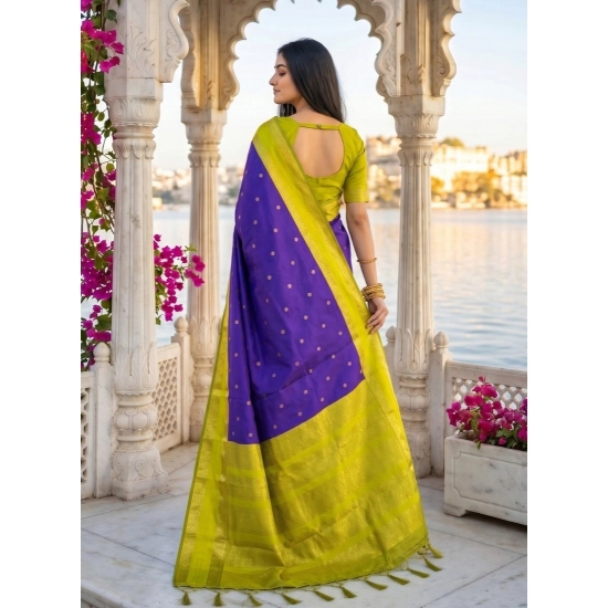 Generic Women's Silk Blend Printed Saree With Unstitched Blouse 5.5Mtr (Purple-Green) Generic Women's Silk Blend Printed Saree With Unstitched Blouse 5.5Mtr (Purple-Green)