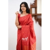 Generic Women's Soft Lichi Silk Printed Saree With Unstitched Blouse 5.5Mtr (Red)