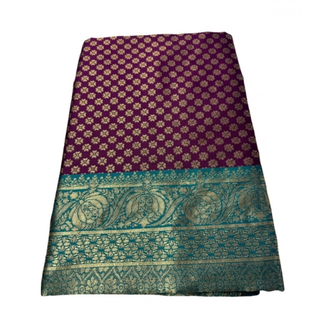 Generic Women's Jacquard Printed Saree With Unstitched Blouse 5.5Mtr (Purple) Generic Women's Jacquard Printed Saree With Unstitched Blouse 5.5Mtr (Purple)