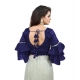 Generic Women's Organza Solid V Neck Layered Ruffle Sleeve Readymade Blouse (Navy Free Size , up to 38–40 Bust)-PID65855 Generic Women's Organza Solid V Neck Layered Ruffle Sleeve Readymade Blouse (Navy Free Size , up to 38–40 Bust)-PID65855