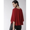 Generic Women's Polyester Solid Cape Sleeve Top (Red)