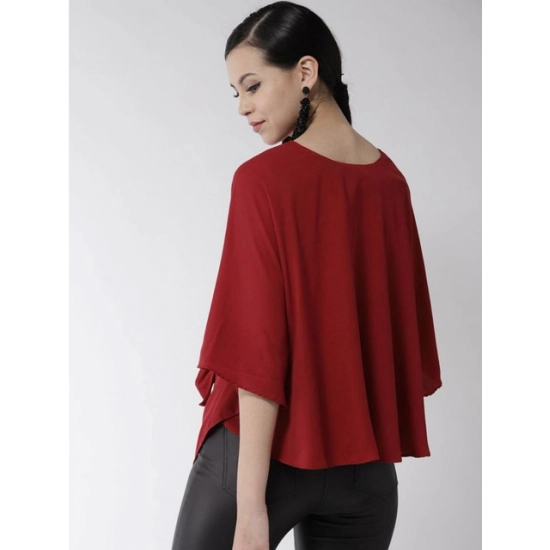 Generic Women's Polyester Solid Cape Sleeve Top (Red) Generic Women's Polyester Solid Cape Sleeve Top (Red)
