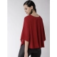Generic Women's Polyester Solid Cape Sleeve Top (Red) Generic Women's Polyester Solid Cape Sleeve Top (Red)