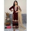 Generic Women's Silk Embroidered 3/4th Sleeve Round Kurti With Palazzo Pant and Dupatta Set (Maroon) Generic Women's Silk Embroidered 3/4th Sleeve Round Kurti With Palazzo Pant and Dupatta Set (Maroon)