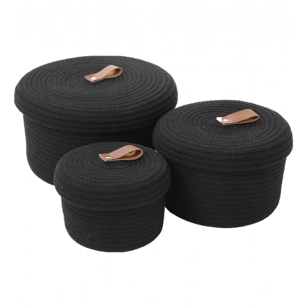 Generic Cotton 3 Pcs Set Roti Box Storage Basket With Lid (Black) Generic Cotton 3 Pcs Set Roti Box Storage Basket With Lid (Black)