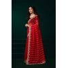 Generic Women's Net Sequence Saree With Unstitched Blouse 5.5Mtr (Red)