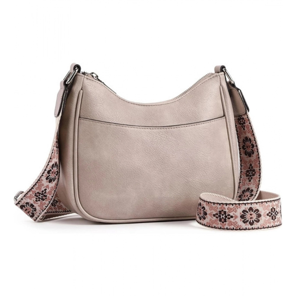 Generic Women's PU Leather Zipper Sling Bag (Beige)