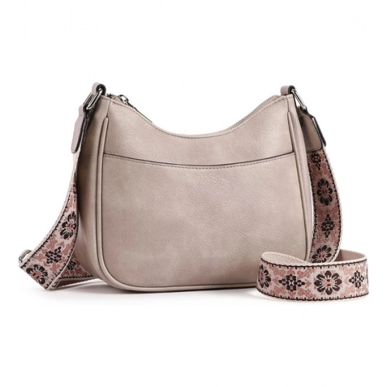 Generic Women's PU Leather Zipper Sling Bag (Beige)