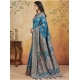 Generic Women's Silk Blend Printed Saree With Unstitched Blouse 5.5Mtr (Teal)