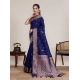 Generic Women's Jacquard Woven Saree With Unstitched Blouse 5.5Mtr (Navy)
