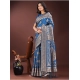 Generic Women's Silk Printed Saree With Unstitched Blouse 5.5Mtr (Sky Blue)