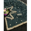 Generic Women's Georgette Embroidered Saree With Unstitched Blouse 5.5Mtr (Teal)