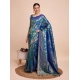 Generic Women's Soft Silk Jacquard Saree With Unstitched Blouse 5.5Mtr (Blue)