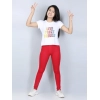 Generic Girl's Cotton Lycra Solid Elasticated Jeggings (Red) Generic Girl's Cotton Lycra Solid Elasticated Jeggings (Red)