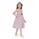 Generic Girl's Cotton Printed Sleeve Less Round Neck Dress (Pink)