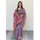 Generic Women's Cotton Hand Bandhani Printed Saree With Unstitched Blouse 5.5Mtr (Purple)