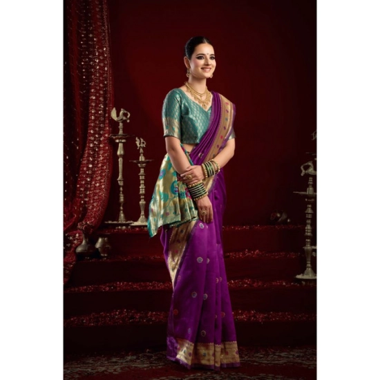 Generic Women's Silk Blend Woven Saree With Unstitched Blouse 5.5 Mtr (Purple) Generic Women's Silk Blend Woven Saree With Unstitched Blouse 5.5 Mtr (Purple)