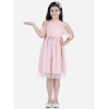 Generic Girl's Net Printed Sleeveless Dress (Blush Pink)