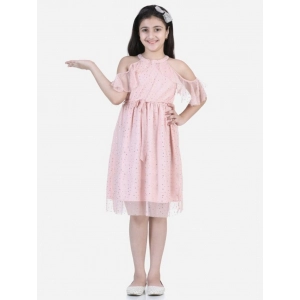 Generic Girl's Net Printed Sleeveless Dress (Blush Pink)