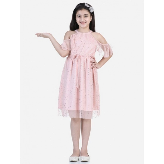 Generic Girl's Net Printed Sleeveless Dress (Blush Pink) Generic Girl's Net Printed Sleeveless Dress (Blush Pink)