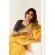 Generic Women's Linen Cotton Printed Ready To Wear Saree With Unstitched Blouse 5.5 Mtr (Yellow)