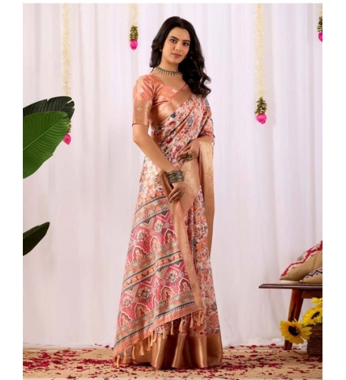 Generic Women's Faux_Silk Printed Saree With Unstitched Blouse 5.5Mtr (Peach) Generic Women's Faux_Silk Printed Saree With Unstitched Blouse 5.5Mtr (Peach)
