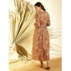 Generic Women's Polyester Floral Long Sleeves Shrug (Brown)