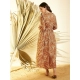 Generic Women's Polyester Floral Long Sleeves Shrug (Brown)