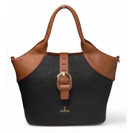 Generic Women's Polyurethane Textured Two-Tone Tote Handbag with Adjustable & Removable Strap (Black-Tan) Generic Women's Polyurethane Textured Two-Tone Tote Handbag with Adjustable & Removable Strap (Black-Tan)