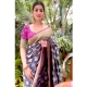 Generic Women's Soft Litchi Silk Jacquard Work Saree With Unstitched Blouse 5.5Mtr (Gray)