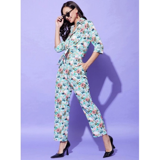 Generic Women's Polyester Floral 3-4th Sleeve Co-Ord Set (Multicolor) Generic Women's Polyester Floral 3-4th Sleeve Co-Ord Set (Multicolor)