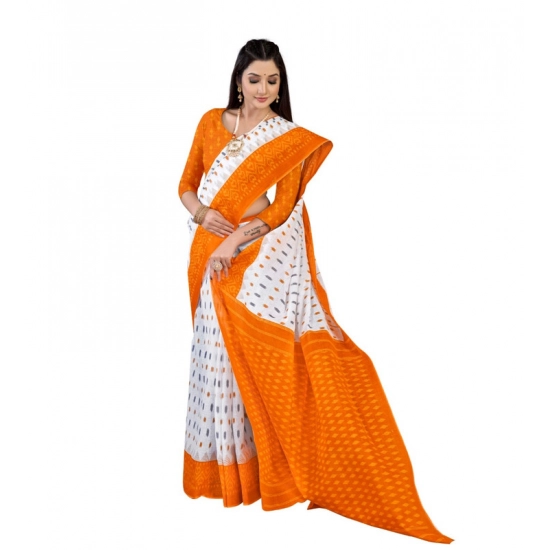 Generic Women's Soft Pure Cotton Printed Saree With Unstitched Blouse 5.5Mtr (Orange) Generic Women's Soft Pure Cotton Printed Saree With Unstitched Blouse 5.5Mtr (Orange)