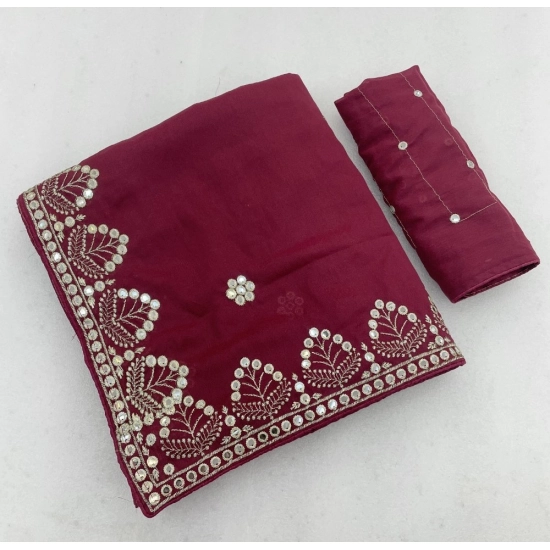 Generic Women's Georgette Embellished Saree With Unstitched Blouse 5.5Mtr (Maroon) Generic Women's Georgette Embellished Saree With Unstitched Blouse 5.5Mtr (Maroon)