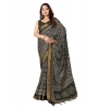 Generic Women's Cotton Silk Printed Saree With Unstitched Blouse 5.5Mtr (Black)