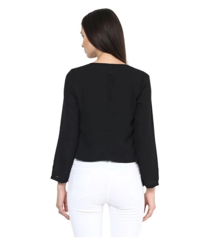 Generic Women's Polyester Solid Long Sleeves Blazer (Black)