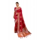 Generic Women's Silk Blend Printed Saree With Unstitched Blouse 5.5Mtr (Red) Generic Women's Silk Blend Printed Saree With Unstitched Blouse 5.5Mtr (Red)