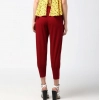 Generic Women's Polyester Solid Elasticated Trousers (Maroon)