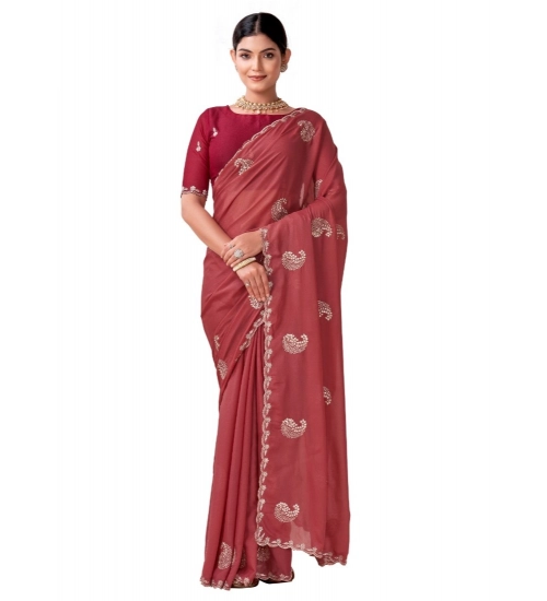 Generic Women's Digital Printed  Georgette Saree With Unstitched Blouse (Red, 5-6 Mtrs)