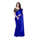 Generic Women's Satin Printed Saree With Unstitched Blouse 5.5Mtr (Royal Blue)
